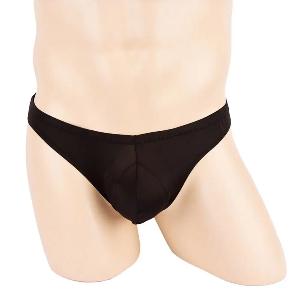 

Men'S Fun Underwear Triangles Thong Briefs Ultra Thin Ice Silk Perspective U Bulge Bag Wrinkled Back Sexy Underpants