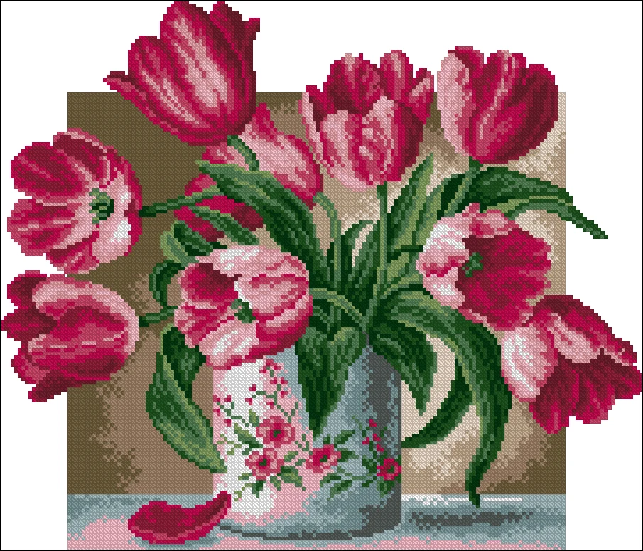 

Tulip 43-38 Embroidery Cross Stitch Kits Craft DIY Needlework Cotton Canvas High-quality