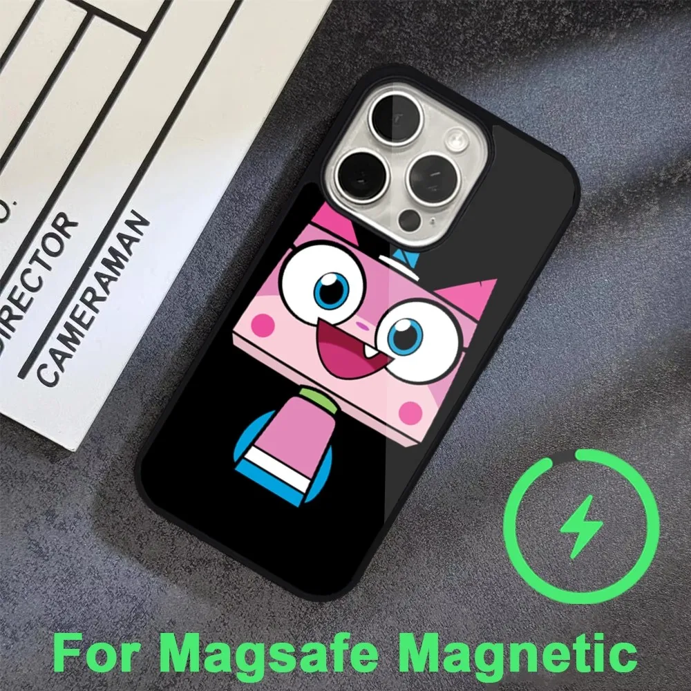 Мультяшный чехол unikitty для телефона iPhone 15 14 13 12 11 Pro Max Plus Magsafe черный мягкий