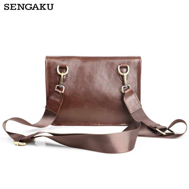 Повседневная мужская нагрудная сумка через плечо из натуральной кожи