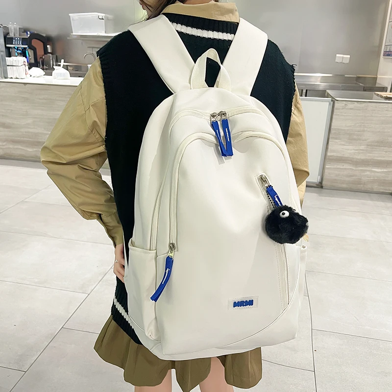 

Fashion Women Backpack Cute Nylon Student Schoolbag Kawaii Ladies Large Capacity Laptop Bagpack Girl Bookbag Solid Color Mochila