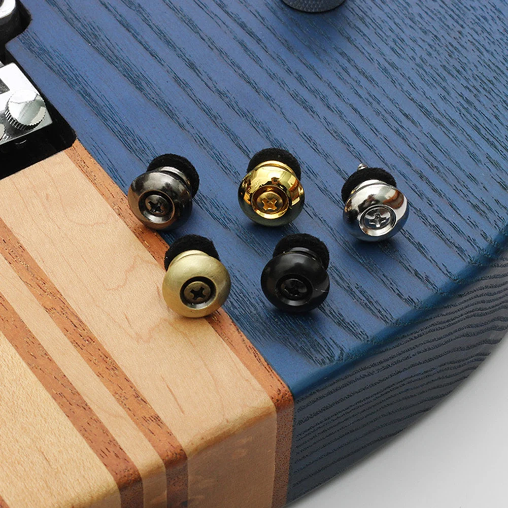 

2 Pcs Guitar Strap Button Locks Secure Screw Bass Ukulele Belt Buckle Buttons Metal End Locking Guitar Parts Accessories