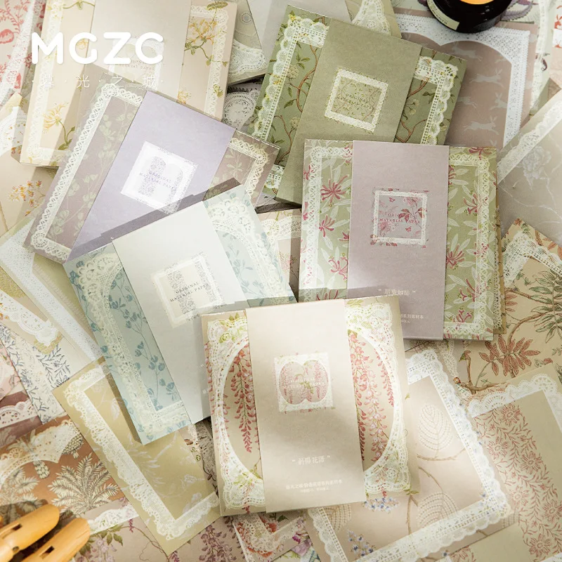 

50pcs/lot Memo Pads Material Paper Bellflower Language Junk Journal Scrapbooking Cards Retro Background Decoration Paper