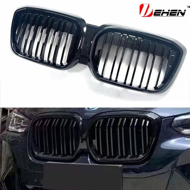 

Dual Slats Piano Black Radiator Front Bumper Kidney Grille For BMW iX3 G08i 2022+ Car Styling Racing Grills Replacement