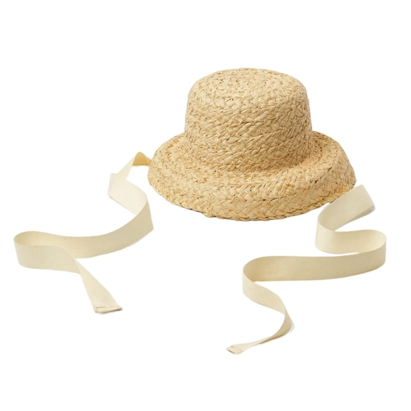 

Соломенная шляпа для девочек, шляпа рыбака ручной работы, Солнцезащитная Панама, летняя шляпа с козырьком