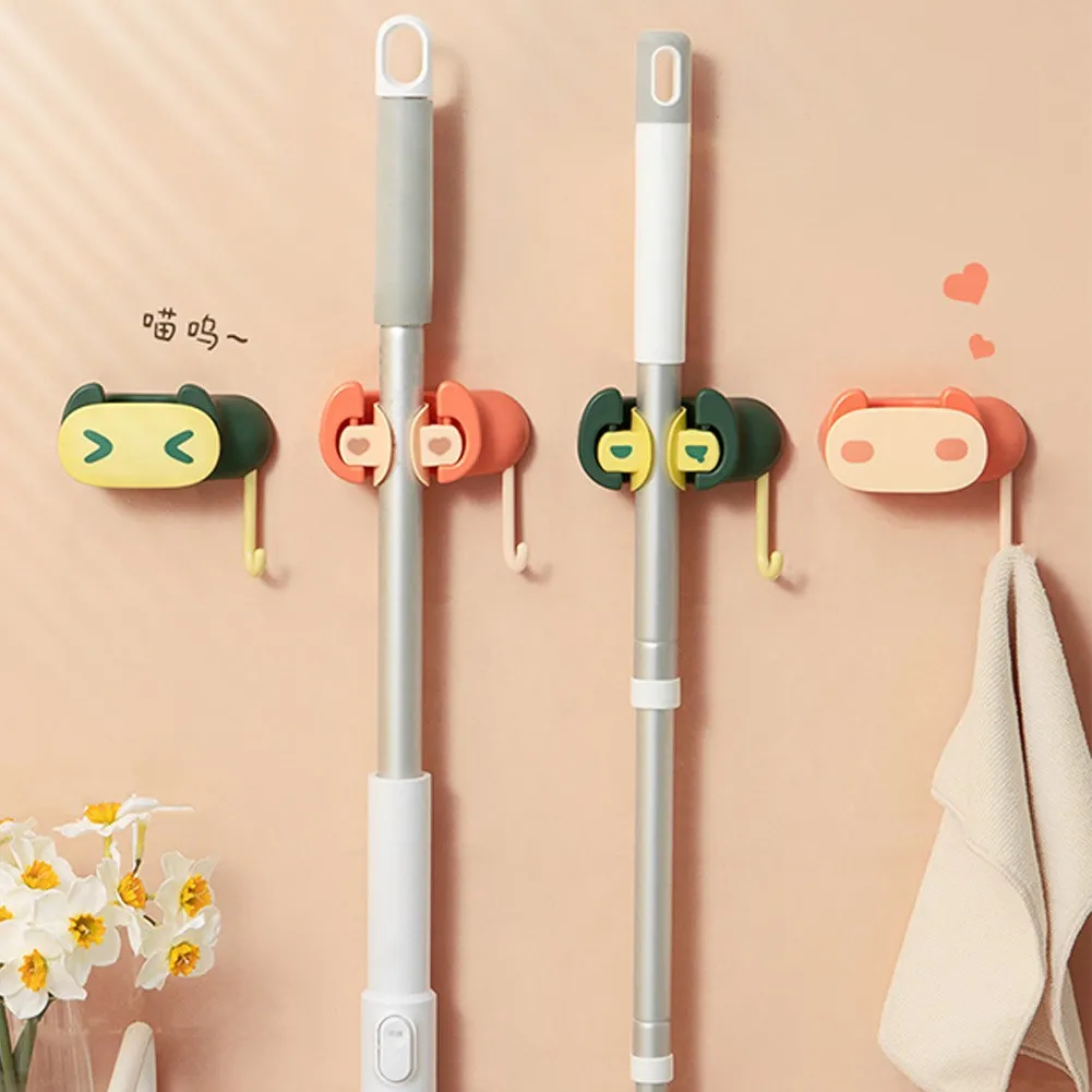 

Multi-Purpose Hooks Wall Mounted Mop Organizer Holder RackBrush Broom Hanger Hook Kitchen Bathroom Strong Hooks
