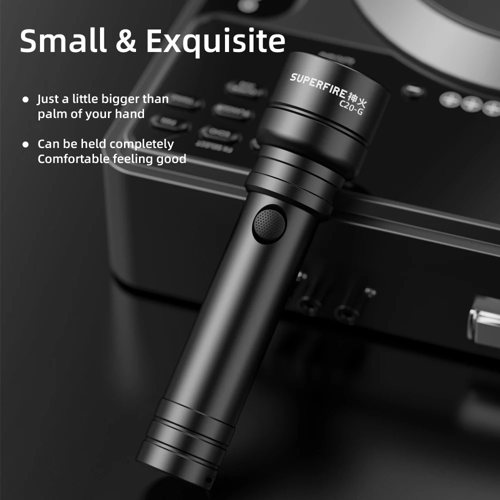 SUPERFIRE C20-G Zoom Мощный фонарик 5 режимов 18650/AAA батарея. Перезаряжаемый тактический