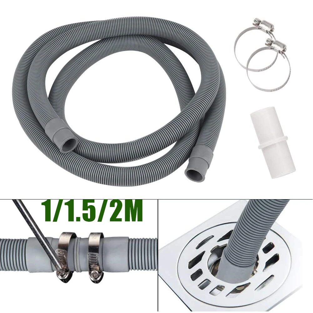 

Washer Pipe Washer Drain Hose 1/1.5/2M Flexible High Quality Plastic Universal Washing Machine Waste Water Outlet Tube