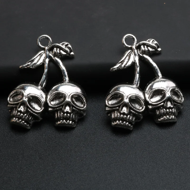 6pcs Silver Plated Hip Hop Style One-piece Skull Alloy Pendant For Earrings Necklace Accessories DIY Charm Jewelry Crafts Making - купить по