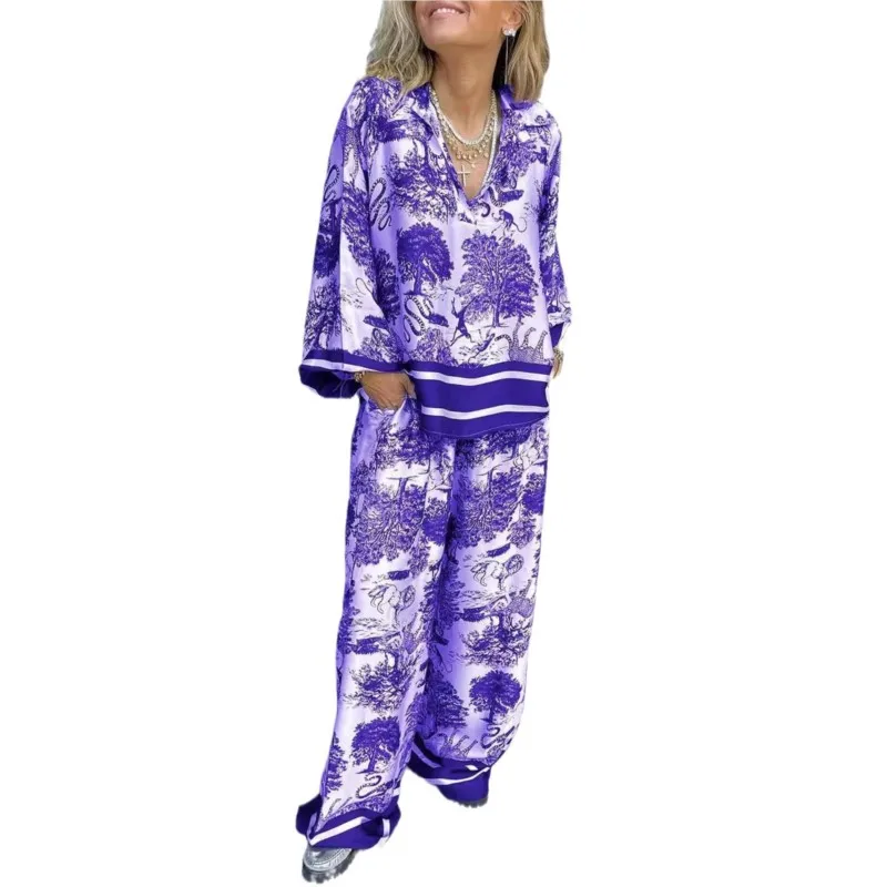 Весенне-осенняя новая расклешенная рубашка с длинными рукавами и принтом