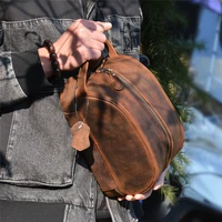 retro fashion high quality crazy horse cowhide mens brown clutch outdoor daily ladies genuine leather cosmetic bag women