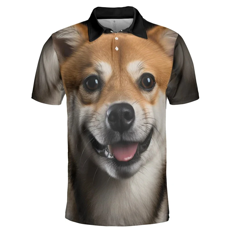 Рубашка-поло мужская с коротким рукавом смешная принтом лица собаки