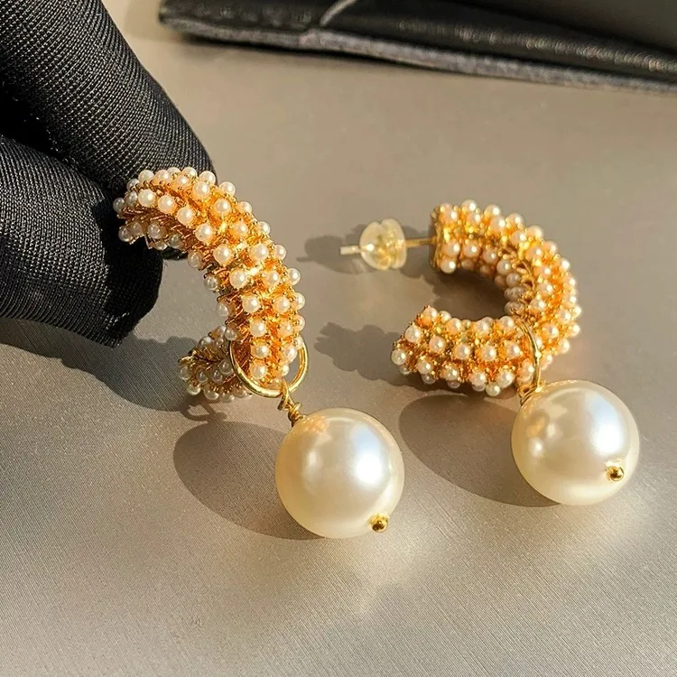 

D Pearl Earrings French Designer Jewelry Vintage 24K Gold Plated Valentines Day Gift Fashion Accessories