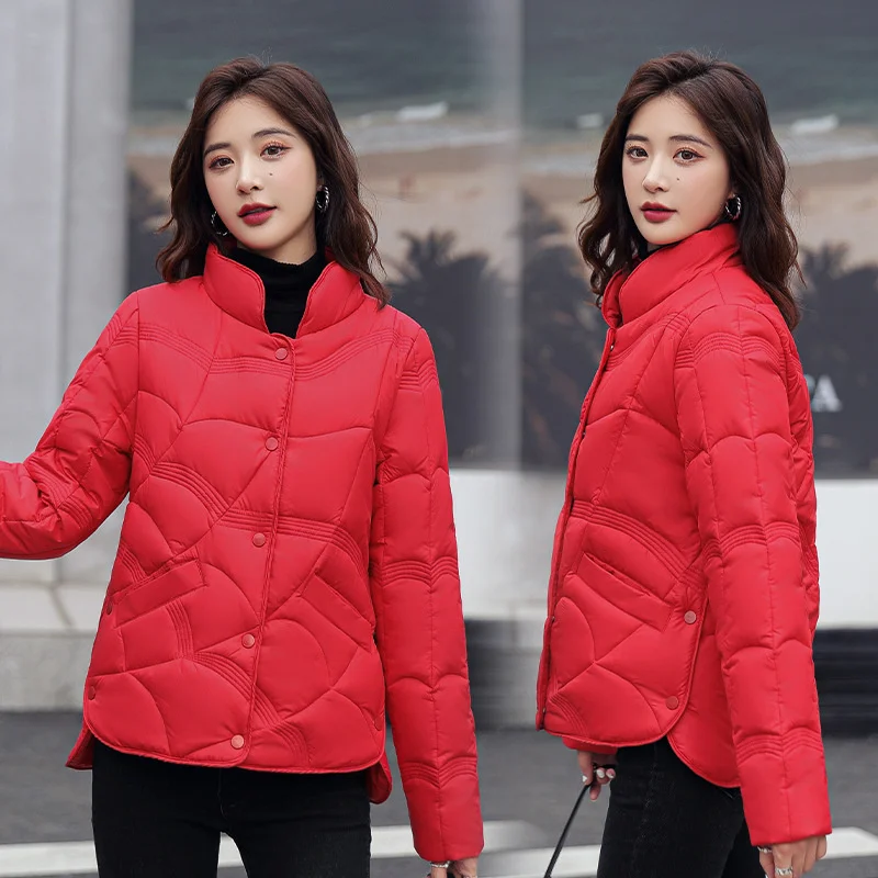 Swallowtail New Short Winter Wash free Bright Down Cotton Clothes Women's Dress Korean Version Loose Cotton Jacket Coat Fashion