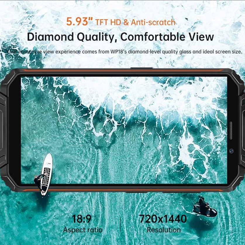 Kup OUKITEL WP18 12500mAh Bateria Wytrzymały Smartfon 5.93 ''HD Czterordzeniowy Helio A22 4GB + 32GB Telefon Komórkowy Android 11 4G Telefon Komórkowy