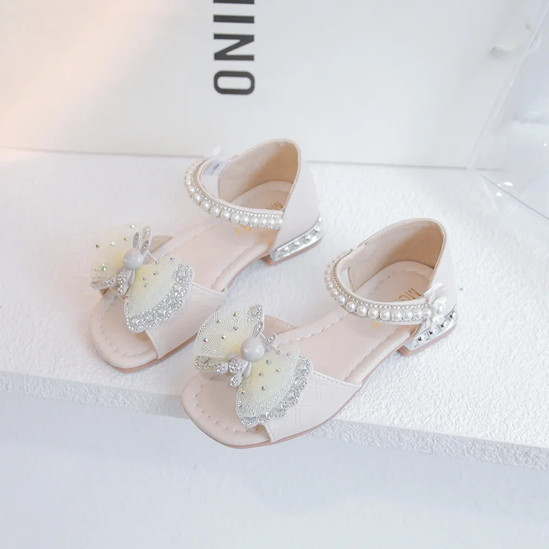 

Girls Sandals for Party Wedding Shows Open-toe Children Rhinestones Bow and Bunny Cute Pearls Kids Fashion Mary Janes Versatile