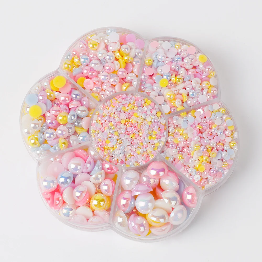 

Полужемчужные аксессуары для волос, палочки разных размеров с искусственным жемчугом, 7 ячеек, в коробке