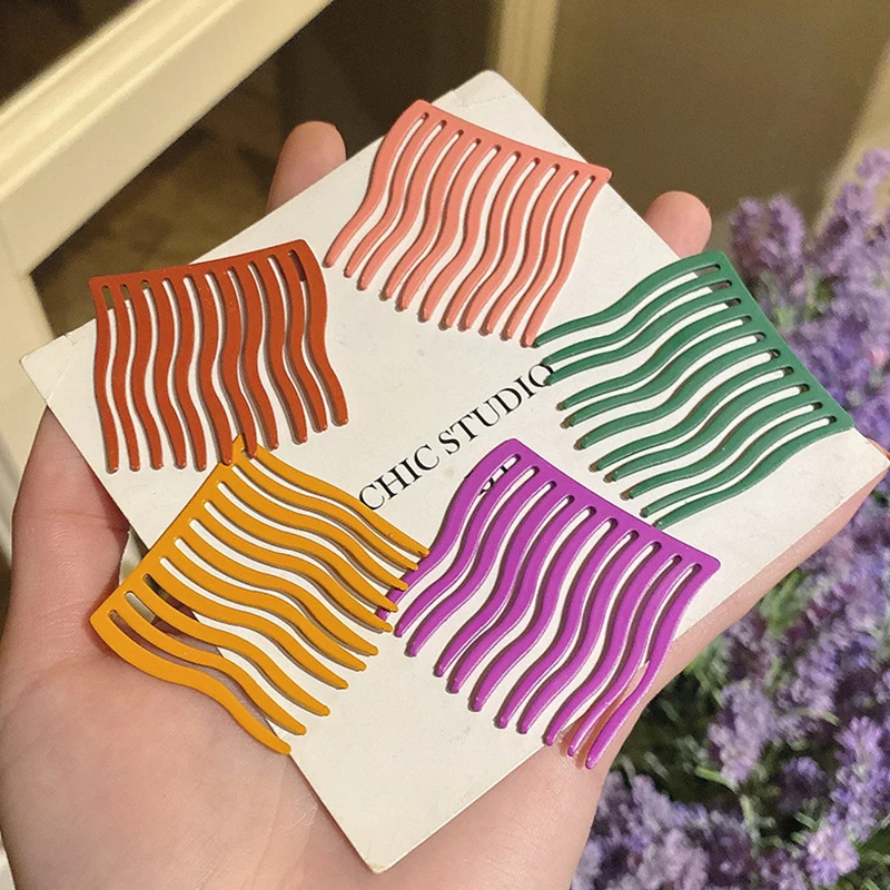 

1Pcs Comb Hair Clips Metal Cute Hairpin Bangs Hairpin Candy Color Girl Headwear Hair Accessories Solid