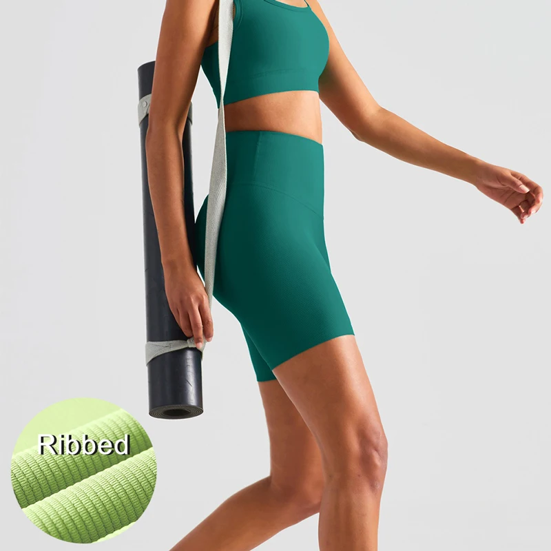 

Ребристые спортивные короткие летние шорты для йоги женские спортивные Леггинсы пуш-ап с высокой талией для тренировок и бега