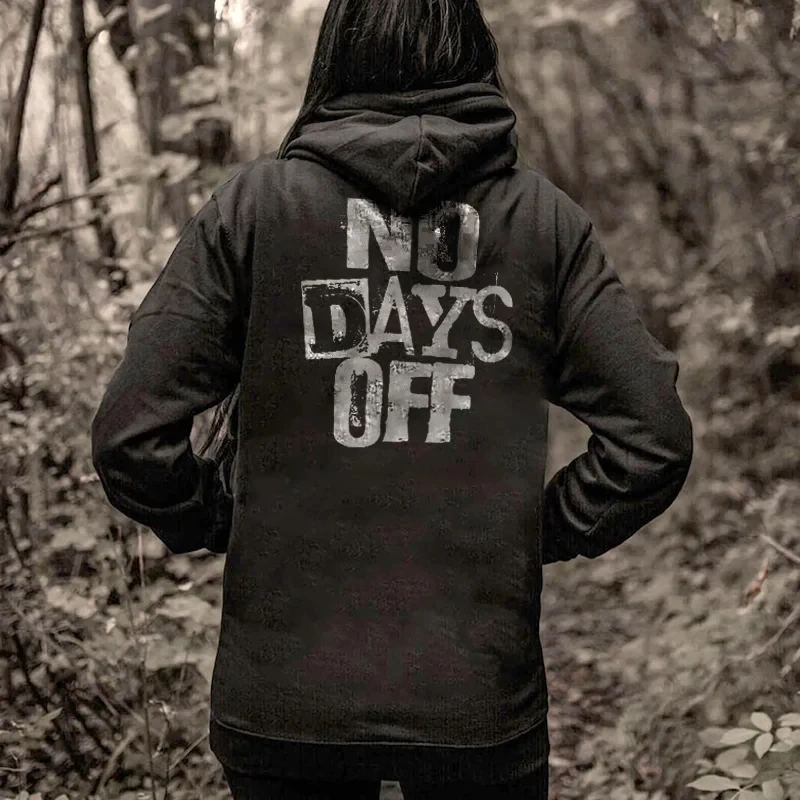 

Rheaclot No Days Off Print Women's Cotton Hoodie