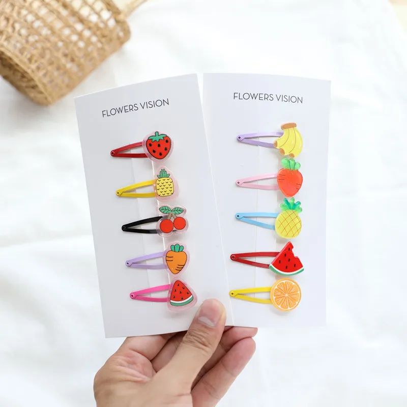 5шт./лот Детские девочки выпечка краска BB Заколка Сладкая Зажим-заколка Милый Карикатура Смола Фруктовый