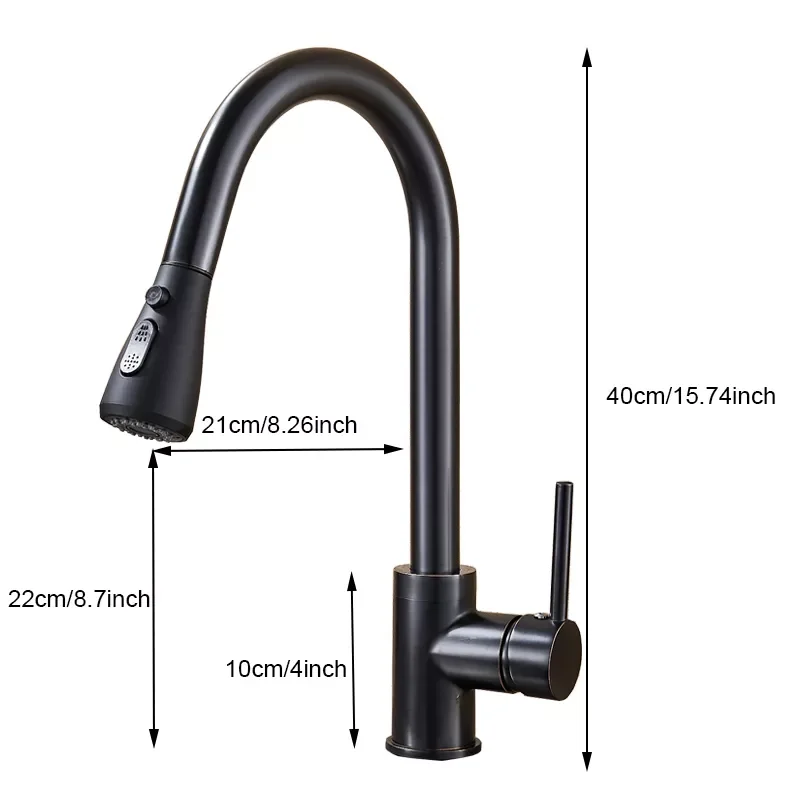

Free Shipping Black Pull Out Kitchen Sink Faucet Deck Mounted Stream Sprayer Kitchen Mixer Tap Bathroom Kitchen Hot Cold Tap