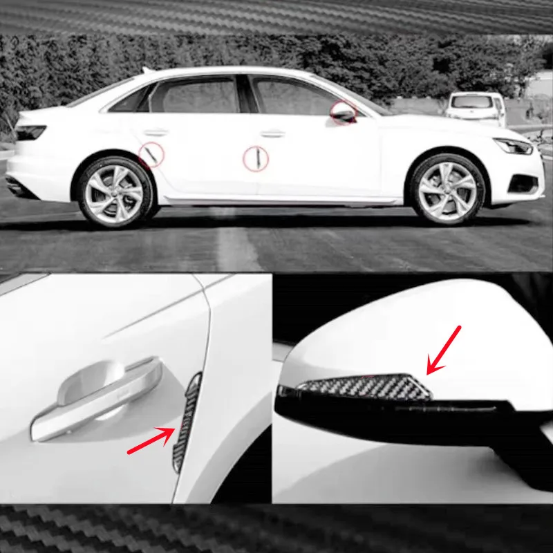 

Carbon Fiber Car Door Edge Anti Scratch Protection Strips Rearview Mirror Anti-Collision Sticker For Audi Car Accessories