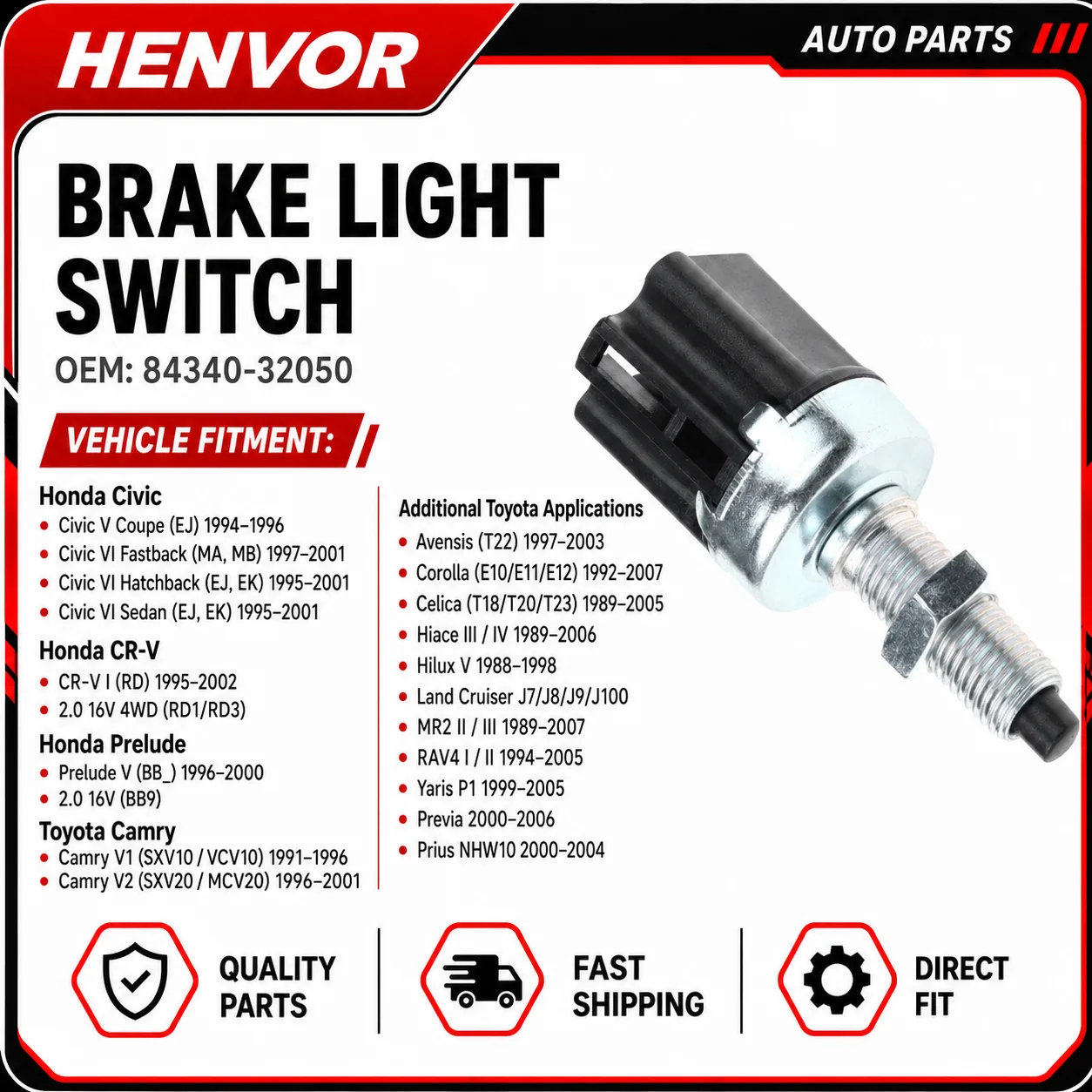Фото Выключатель стоп-сигнала OEM 84340-32050 для Honda Civic, CR-V, Prelude, Toyota Camry №1