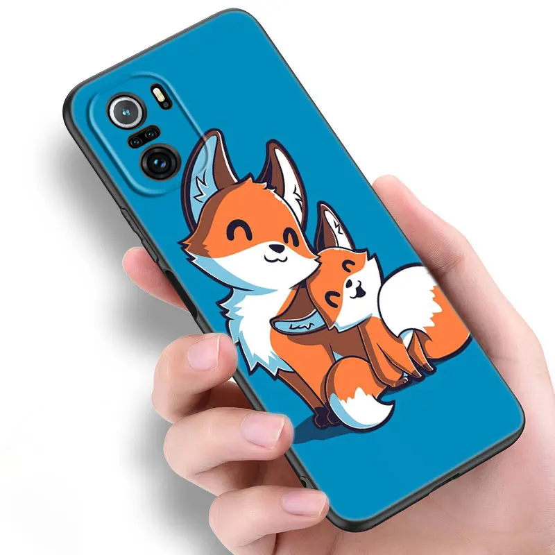 cute cartoon animal fox phone case for xiaomi mi poco x3 nfc gt m4 m3 12 11t 10t pro a3 11 lite ne 5g 12x 11i f3 black cover free global shipping