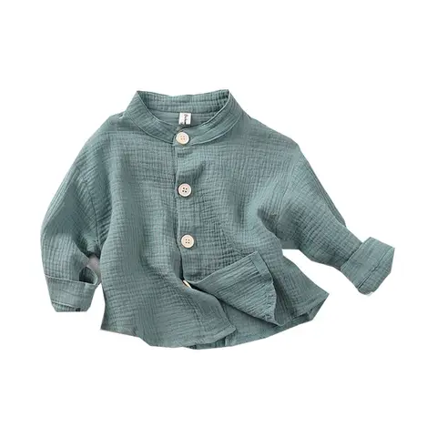Рубашка для маленьких мальчиков, из хлопка и льна, весна-осень, детская одежда с длинным рукавом для малышей, топы для детей