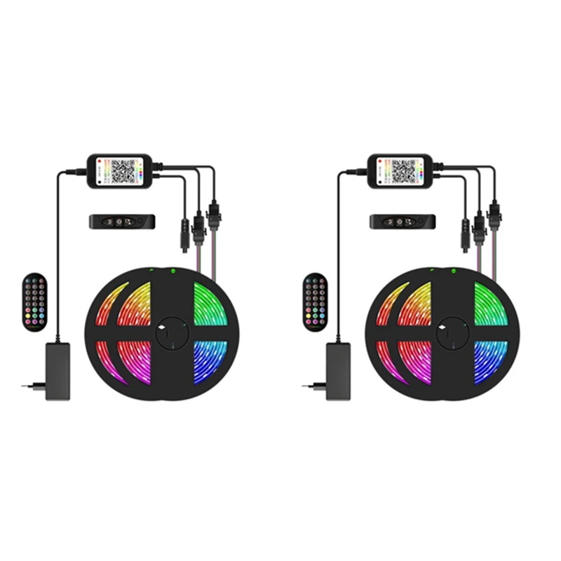 

Светодиодная лента SMD5050 с дистанционным управлением, светильник с RGB подсветкой и синхронизацией музыки, для спальни, умного дома, 15 м