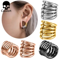 casvort new stacker ring lobe cuff ear gauges plugs ear tunnels stretcher earring studs clip on cartilage body piercing jewelry
