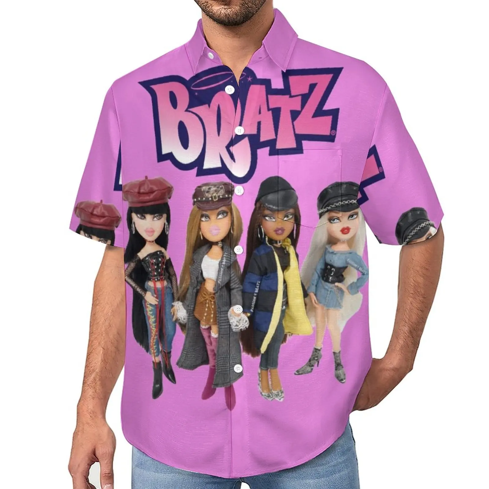 

BRATZ QUOTES Iman Blouses Men Bratz World Quote Casual Shirts Hawaiian Short Sleeves Graphic Y2K Oversize Vacation Shirt Gift