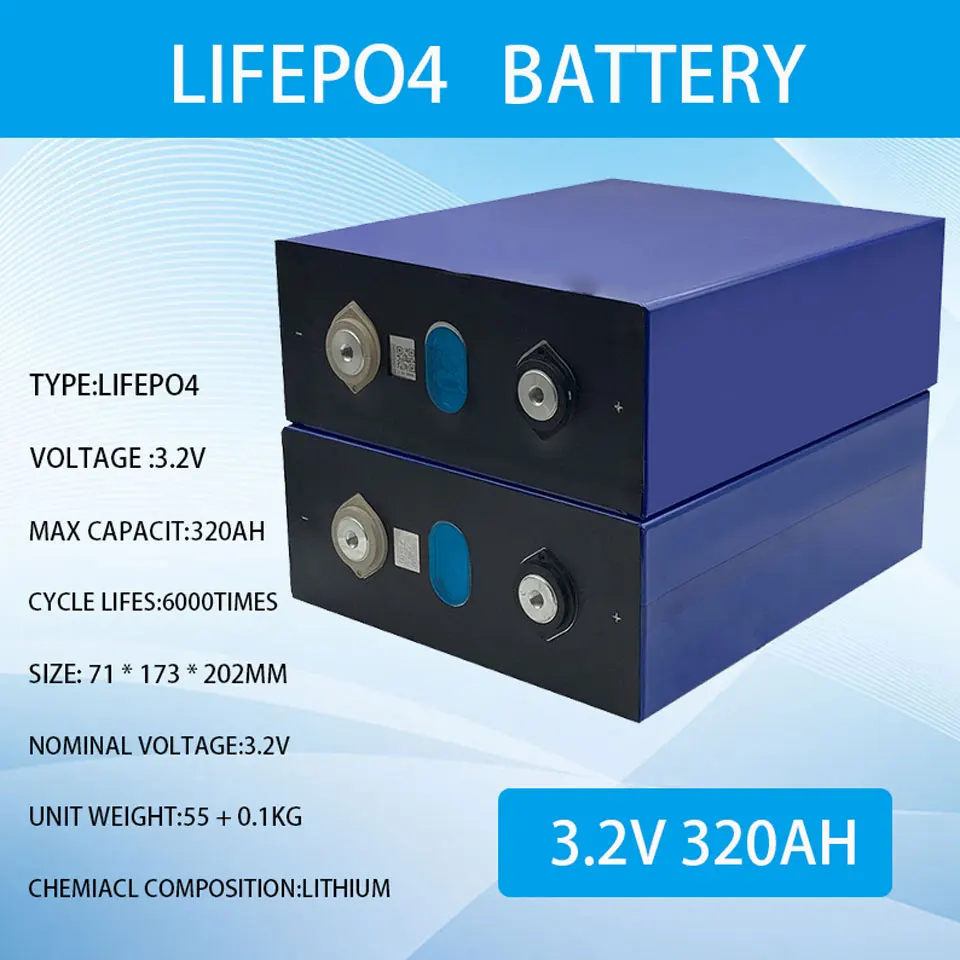

3.2V 320AH cells BRAND NEW 48V Lifepo4 320AH battery 310AH Grade A 12V 24V Rechargeable Battery Pack EU US Tax Free With Busbars