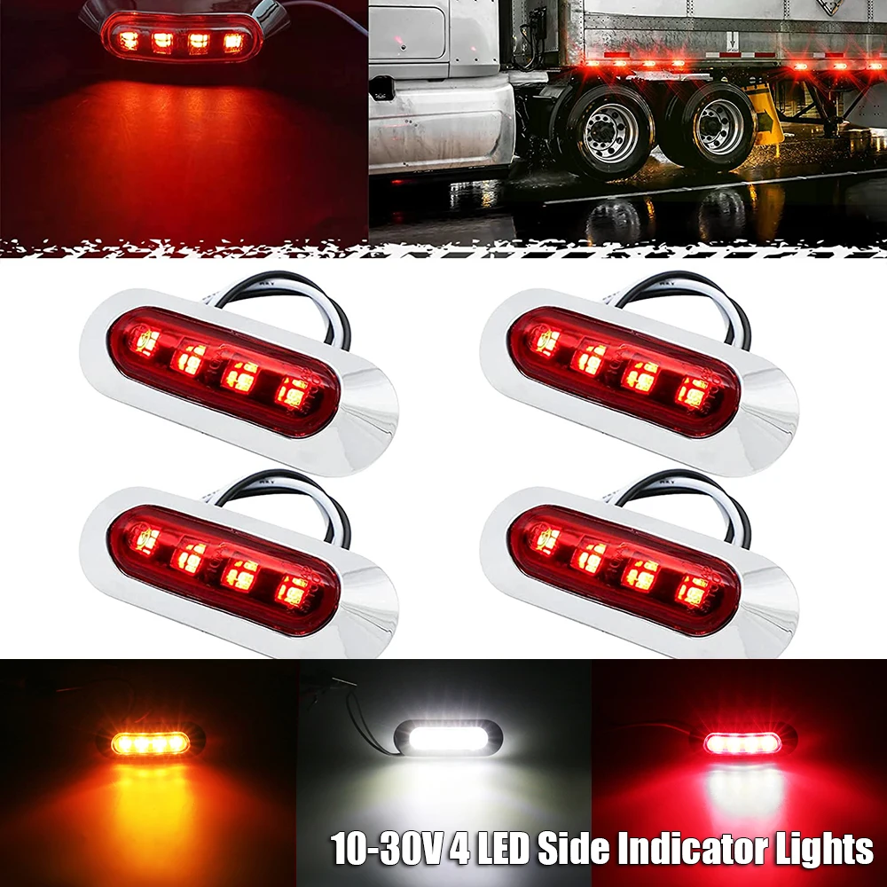 

Universal 4 LED Car Truck Bus Trailer Side Marker Clearance Indicators Light Side Marker Rear Lamp Parking Light Red White Amber