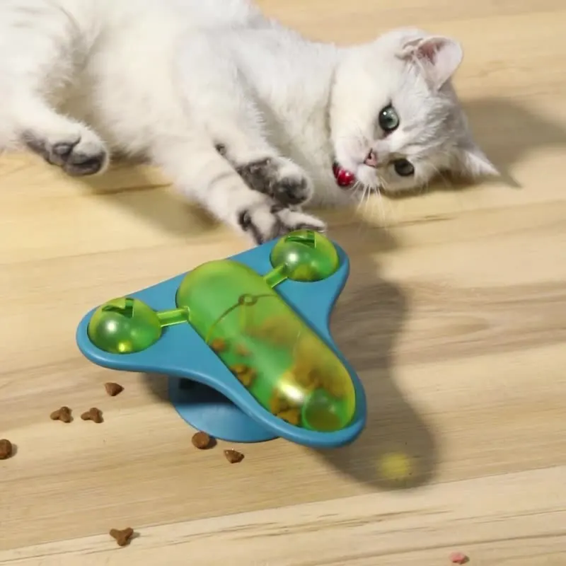 

Windmill Cat Toy Rotatable Slow Food Cat Toy Cat Accessories Interactive Cat Game Toy With Bell Catnip Dog Toy Improve IQ