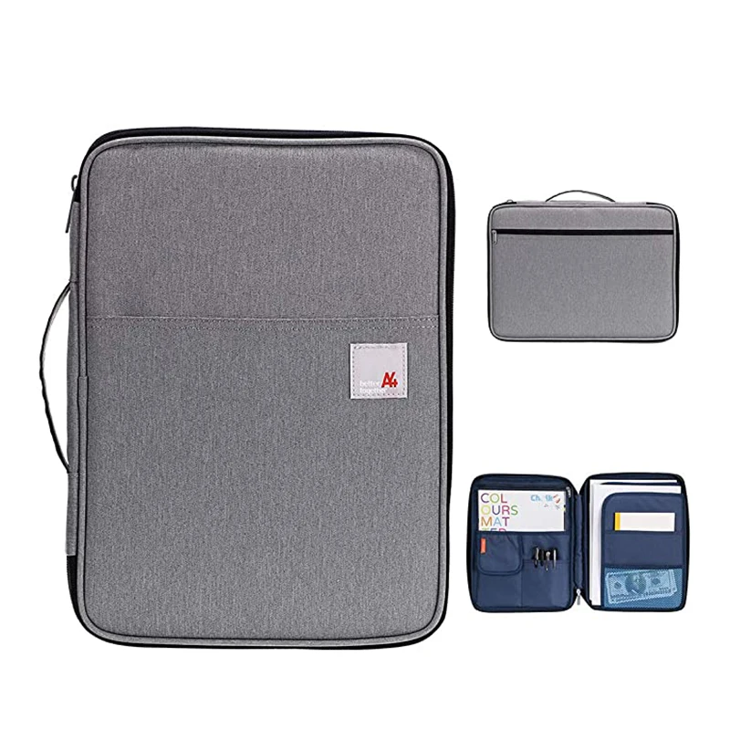 A4 Document Bags Waterproof File Document Holder TravelBags with Zipper Portfolio Organizer for Office Ipad Pen Notebooks