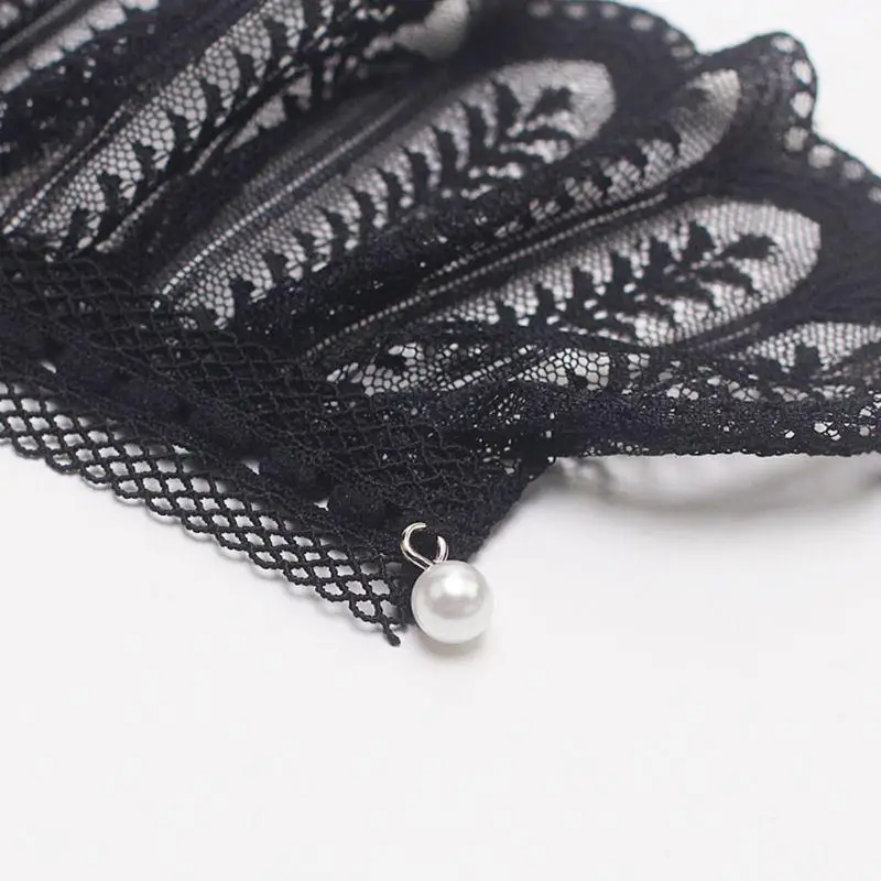 Vintage Women's Ruffles Decorated Cuffs Hollow Out Embroidery Floral Lace Fake Sleeves High Elastic Double Layer Sleeve |