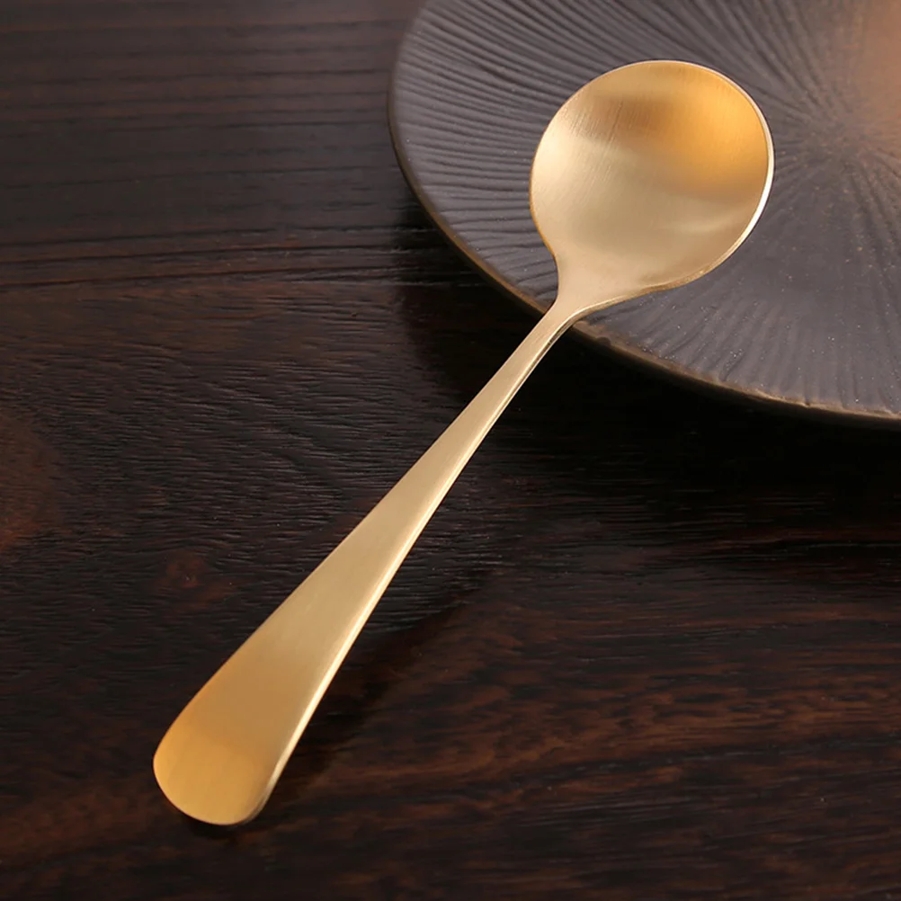 

2 Pcs Soup Spoons Home Metal Hand-Pulled Noodle Decor Copper Porridge Tableware