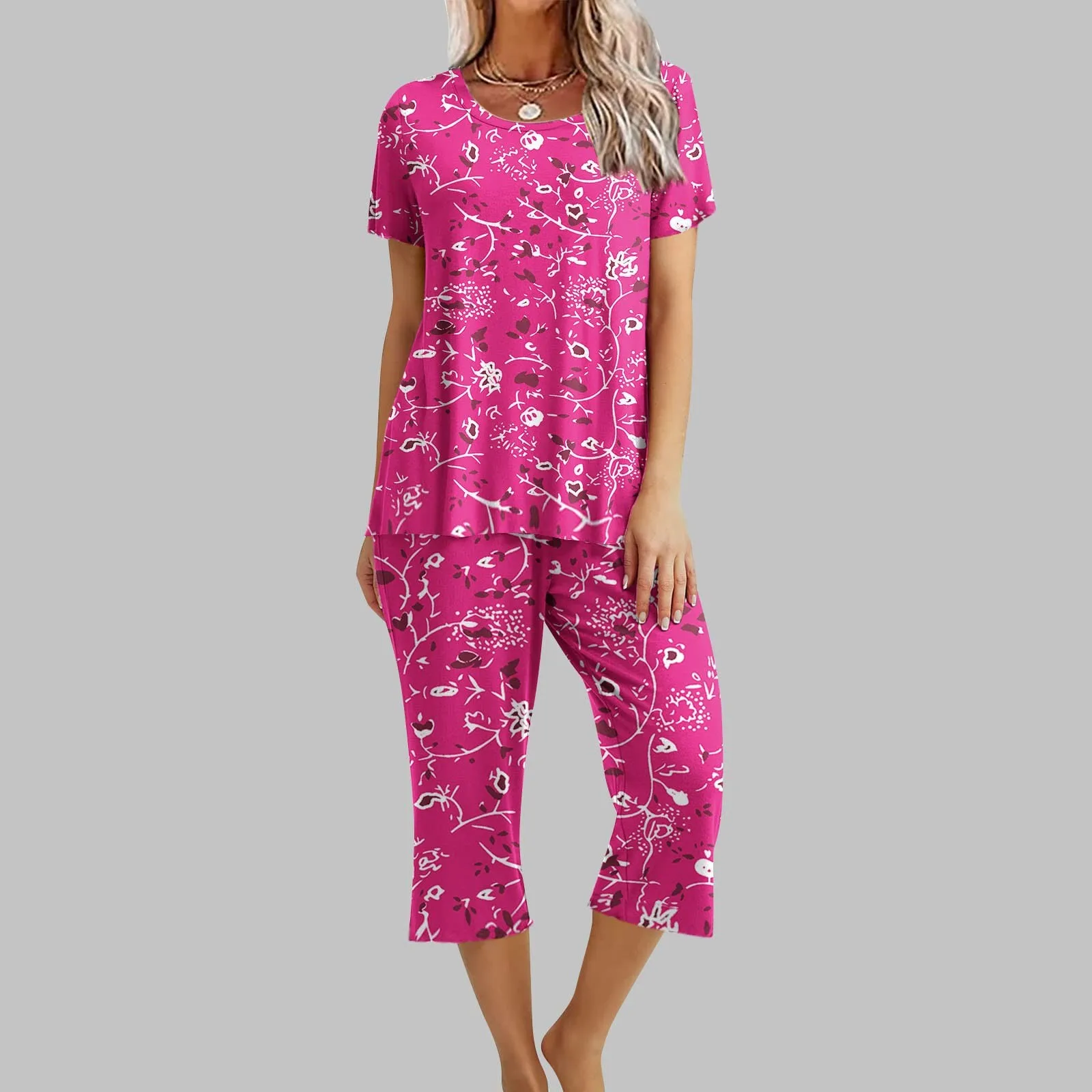 

Пижамный комплект женский с коротким рукавом, пижама-капри, мягкая удобная летняя одежда для сна, комплект с карманами, брюки, костюм, носок для мальчиков