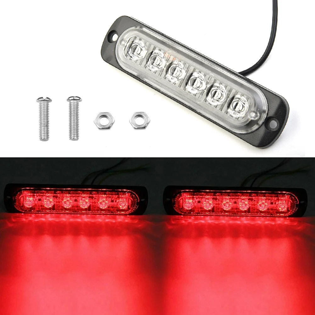 Фото DC 12-24V 18W красный 6LED автомобиль грузовик безопасность для срочно всегда яркий свет лампы габаритные огни рабочее вспомогательное освещение №3