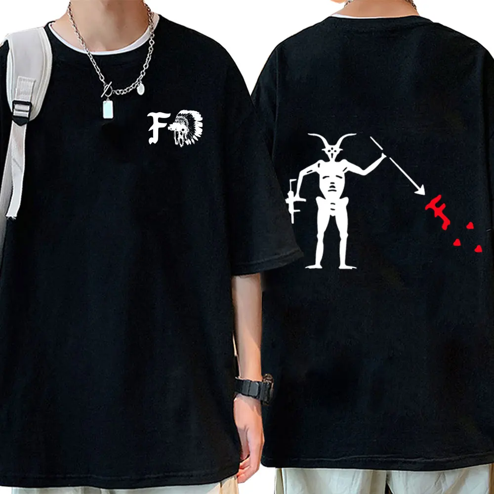 

Футболка мужская с рисунком сатаны, хлопковая оверсайз рубашка с надписью «Вперед», с рисунком скелета смерти, с коротким рукавом, уличная одежда