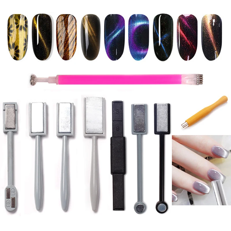 

Магнитная палочка для ногтей, многофункциональная полоска S-образной формы, причудливый магнит, мощный клей кошачий глаз, магнитный стержен...