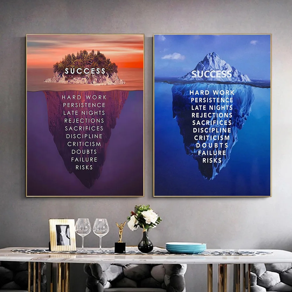 

Iceberg Success Hard Work Canvas Paintings Wall Art Classic Inspirational Posters And Prints Pictures For Office Home Decor