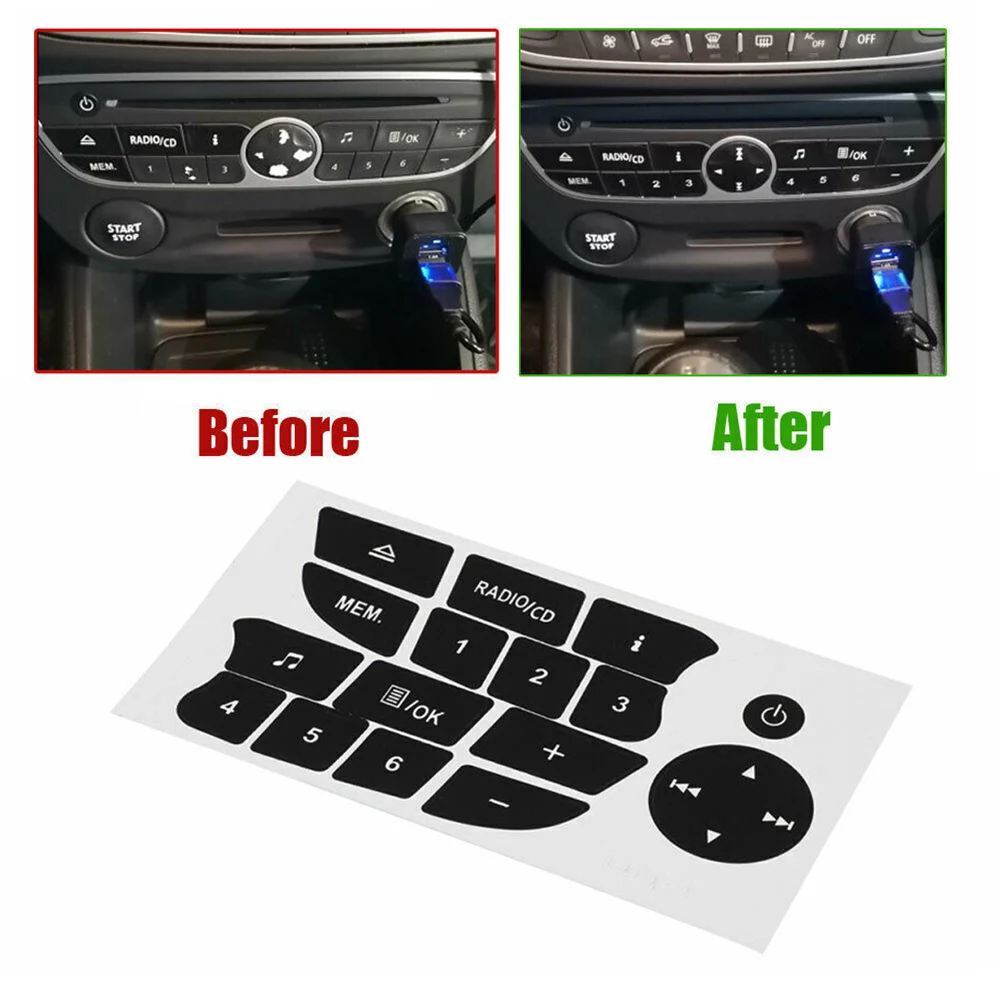 Radio Button Repair Sticker Radio CD Aufkleber Reparatur Getragen Knopf Schalter For Renault Megan Clio Exterior Accessories