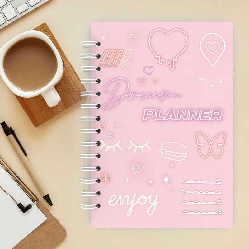 

2023 Simplified Planner No Date Planner A5 Coil English Notebook Office School Nice Supplies Children Pretty Notebooks Kids Bonu
