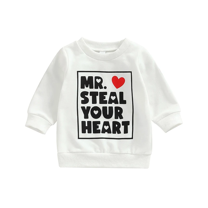 

Baby Valentines Day Clothes Toddler Boys Girl Long Sleeve Round Neck Heart Letter Print Pullover Tops Casual Hoodies Streetwear
