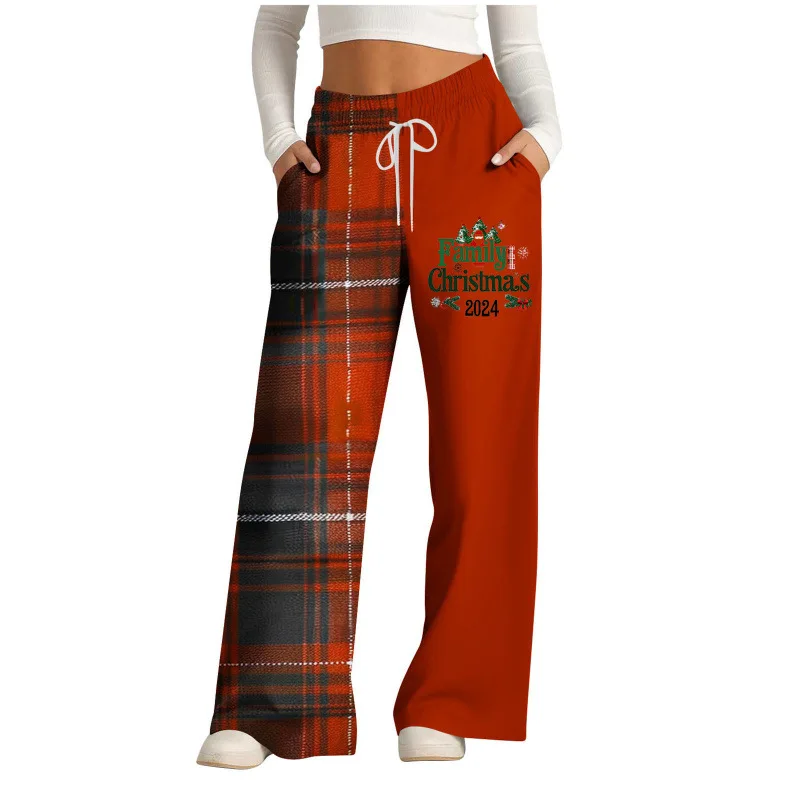 Клетчатые брюки с высокой талией женские повседневные утягивающие винтажные