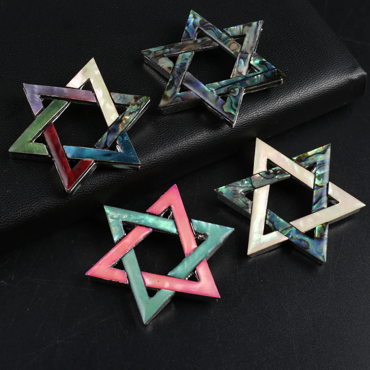 

3 PCS Exquisite Colorful Natural Shell Reiki Six Manger Array Healing Pendant Jewelry Accessories Making DIY Necklace Gift