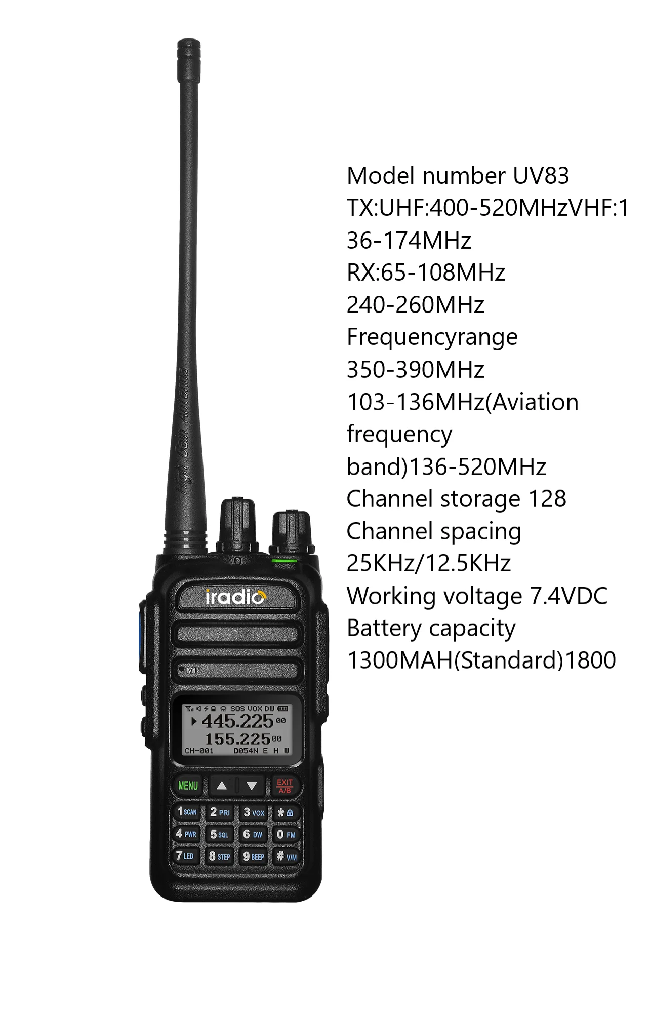 Tanie Iradio Uv83 NOAA Kanał Pogodowy 6 Zespołów Amatorskie Szynka Dwukierunkowa Radio 128CH Walkie Talkie Air Band Kolor Policja Skaner Marine